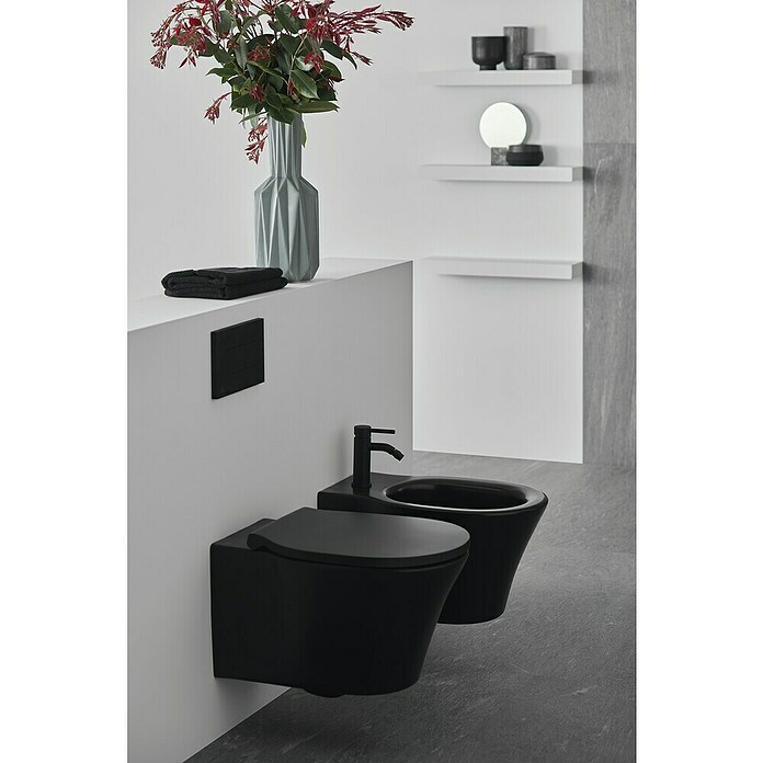 Ideal Standard Connect Air Wand-WC (Spülrandlos, Ohne Spezialglasur, Spülform: Tief, WC Abgang: Waagerecht, Schwarz) | BAUHAUS