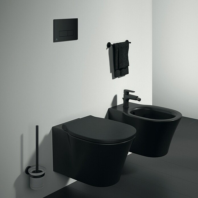 Ideal Standard Connect Air Wand-WC (Spülrandlos, Ohne Spezialglasur, Spülform: Tief, WC Abgang: Waagerecht, Schwarz) | BAUHAUS