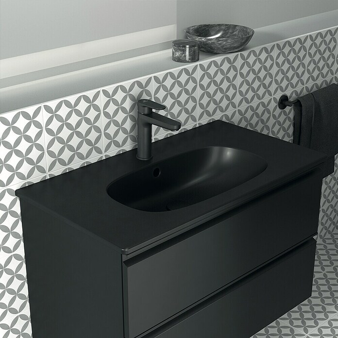 Ideal Standard Cerafine O Waschtischarmatur H120 (Schwarz, Matt, Mit Push-Open Ablaufgarnitur) | BAUHAUS