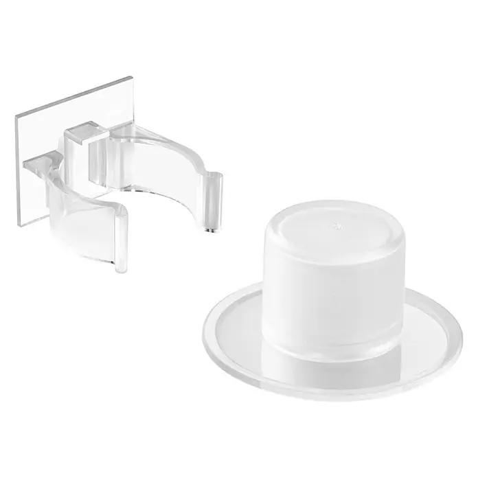 Inofix Tope de puerta 2095 - Plástico, Transparente - Imagen de un soporte para electrodomésticos transparente con base de plástico a juego, ideal para utensilios de cocina.