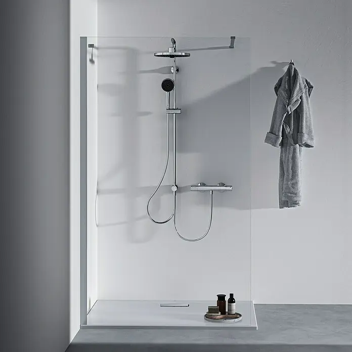 Ideal Standard Ceratherm Brausethermostat T25Chrom, Glänzend - Elegante Duschkabine mit Handtuchhalter und Armaturen. Das moderne Design fügt sich nahtlos in jedes Badezimmer ein.