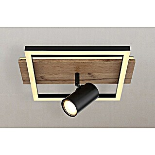 Globo LED-Deckenleuchte Kassu (24 W, Warmweiß, Schwarz/Holz, L x B x H: 32 x 27 x 15 cm, 2 Stk.)