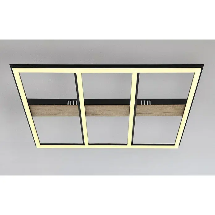 Globo LED-Deckenleuchte Froomy - 48 W, L x B x H: 60 x 60 x 5,5 cm, Holzoptik, Warmweiß - Deckenleuchte im modernen Design mit Holz- und Metallelementen und integrierter LED-Beleuchtung für eine stimmungsvolle Atmosphäre.