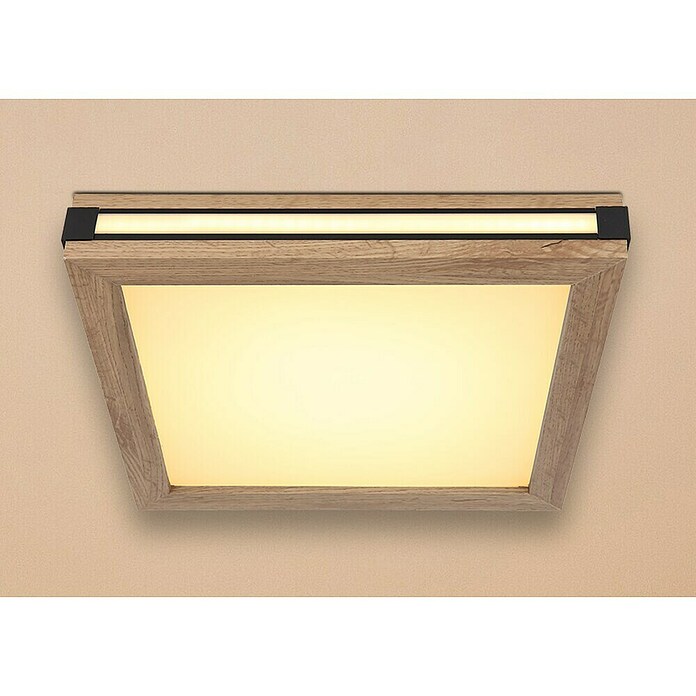 Globo LED-Deckenleuchte Carla (12 W, Warmweiß, Holzoptik, L x B x H: 30 x 30 x 7,5 cm) | BAUHAUS