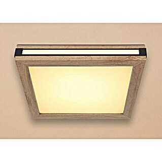 Globo LED-Deckenleuchte Carla (12 W, Warmweiß, Holzoptik, L x B x H: 30 x 30 x 7,5 cm)