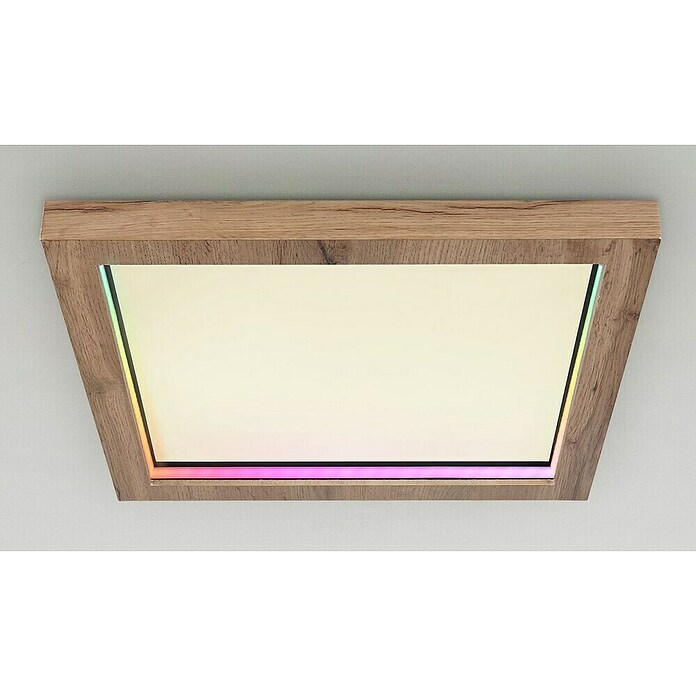 Globo LED-Deckenleuchte (24 W, Mehrfarbig, Schwarz/Holz, L x B x H: 40 x 40 x 6,5 cm, Eckig) | BAUHAUS