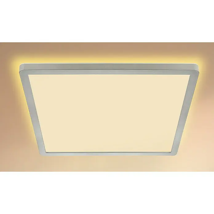 Globo LED-Deckenleuchte Sapana - 18 W, Warmweiß, Nickel, L x B x H: 29,4 x 29,4 x 2,5 cm - Eine quadratische LED-Deckenleuchte mit einem schlichten, modernen Design und einem hellen, warmen Licht, ideal für Innenräume.