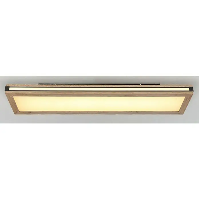 Globo LED-Deckenleuchte Carla - 20 W, Warmweiß, Holzoptik, L x B x H: 80 x 20 x 7,5 cm - Moderne Deckenleuchte mit Holzrahmen und warmweißem Licht für eine gemütliche Atmosphäre im Raum.