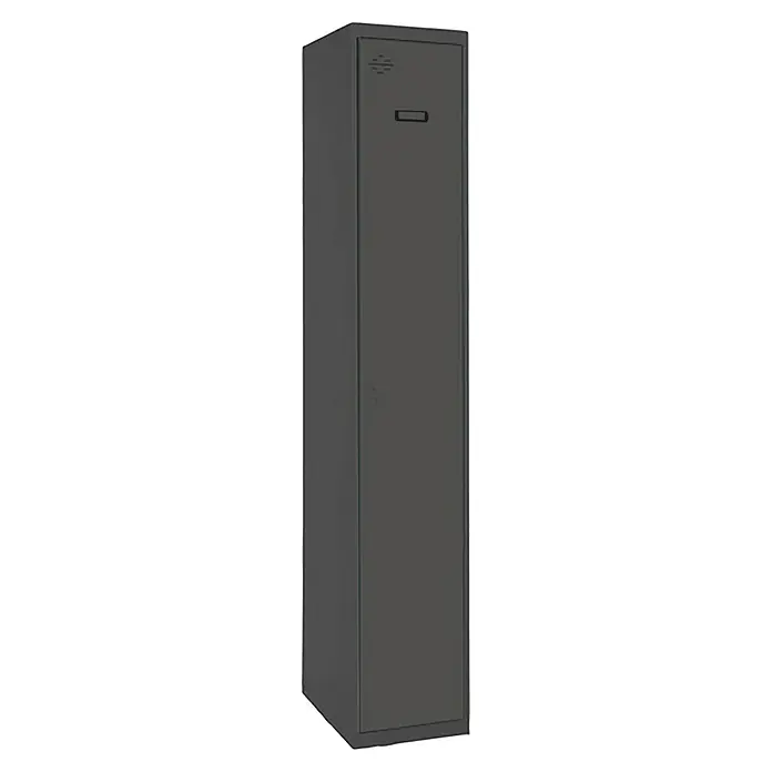 Simonrack Simonlocker Taquilla Single Inicial Desmontada - L x An x Al: 50 x 40 x 180 cm, Número de puertas: 1 ud., Antracita/Antracita - Un armario con cerradura gris y estrecho, perfecto para guardar de forma segura objetos personales en la oficina o en casa.