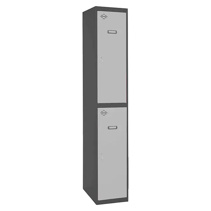 Simonrack Simonlocker Taquilla Tandem Inicial - L x An x Al: 50 x 30 x 180 cm, Número de puertas: 2 ud., Antracita/Gris - Taquilla gris de dos niveles para un almacenamiento seguro. Ideal para escuelas o instalaciones deportivas, robusta y espaciosa.