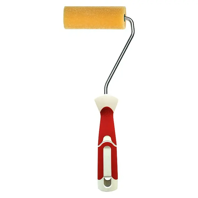 Rodillo de pintar Flocado - Apto para: Superficies lisas o ligeramente rugosas, Anchura cilindro: 11 cm - Rodillo de pintura con mango rojo y armazón metálico, perfecto para aplicaciones precisas, ideal para áreas pequeñas.