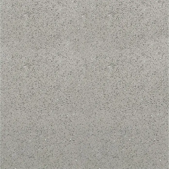 Quarzsteinfliese Komposit - 60 x 60 cm, Grau, Glänzend - Graue Quarzarbeitsplatte mit feiner Maserung. Perfekt für moderne Küchen und Bäder mit ihrer robusten und eleganten Textur.