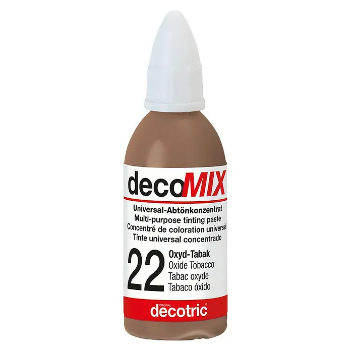 Decotric Abtönkonzentrat decoMIX - Oxydtabak, 20 ml - Farbflasche decoMix Universal-Abtönkonzentrat, Farbton 22 Oxyd-Tabak. Universell einsetzbare Tönungsfarbe für individuelle Farbmischungen.
