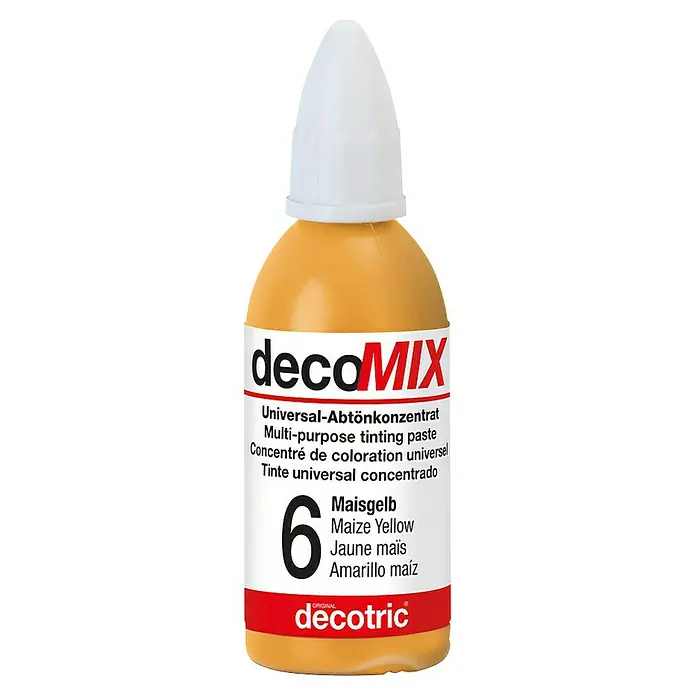 Decotric Abtönkonzentrat decoMIX - Maisgelb, 20 ml - Flasche Universal-Abtönkonzentrat decoMix in Maisgelb, ideal zum individuellen Mischen von Farben für Innen- und Außenbereiche.