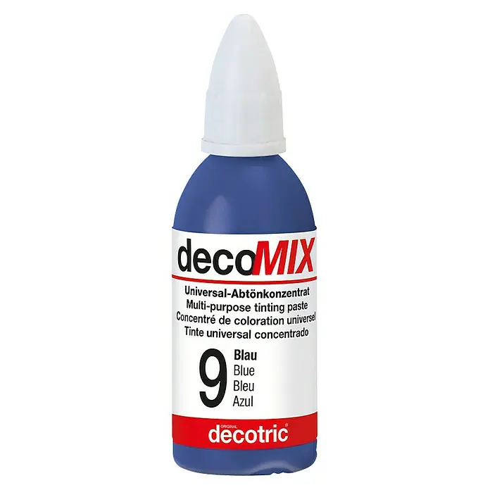 Decotric Abtönkonzentrat decoMIX - Blau, 20 ml - Blaue Universal-Abtönpaste decoMIX Nr. 9 von decotric, ideal zum Färben von Farben und Putzen.