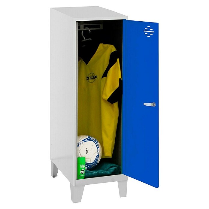 Simonrack Simonlocker Taquilla Single Mini con patas Desmontada (L x An x Al: 50 x 30 x 101,5 cm, Número de puertas: 1 ud., Gris/Azul) | BAUHAUS