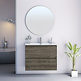 Conjunto de mueble de baño Kira (80 cm, Sepia, Efecto madera, 3 pzs.)