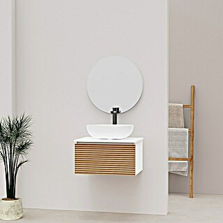 Conjunto de mueble de baño Osaka Top 1C (60 cm, Blanco/Nogal, 3 pzs.)