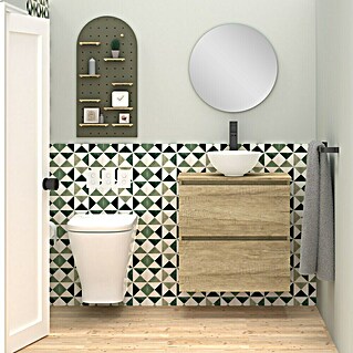 Conjunto de mueble de baño Nuca (60 cm, Nature, Efecto madera, 3 pzs.)