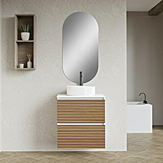 Conjunto de mueble de baño Osaka Top (60 cm, Blanco/Nogal, 3 pzs.)
