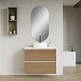 Conjunto de mueble de baño Osaka Top (80 cm, Blanco/Nogal, 3 pzs.)