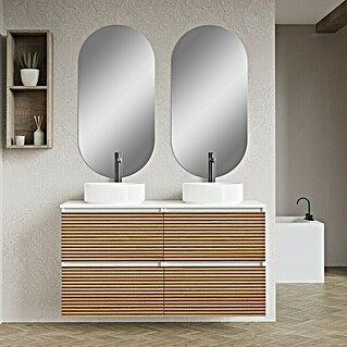 Conjunto de mueble de baño Osaka Top (120 cm, Blanco/Nogal, 5 pzs.)