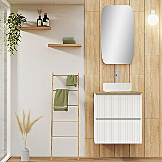 Conjunto de mueble de baño Yako 2C (60 cm, Blanco seda, 3 pzs.)