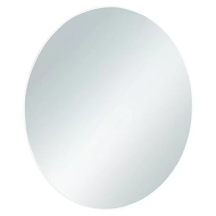 Rahmenspiegel Mila - Durchmesser: 50 cm, Weiß, Metall - Glatter, reflektierender ovaler Spiegel.
