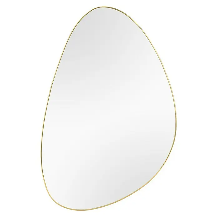 Rahmenspiegel Idona - 40 x 60 cm, Gold, Metall - Ein unregelmäßig geformter Spiegel mit einem dünnen, goldenen Rahmen, der ein elegantes und modernes Design bietet, das jeden Raum aufwertet.