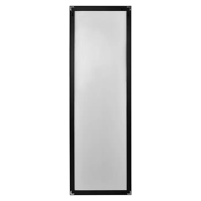 Rahmenspiegel Juliette - 50 x 150 cm, Schwarz, Metall - Schwarzer Rechteckrahmen mit Metalleckverstärkungen und Schlüssellochaufhängern hinten.