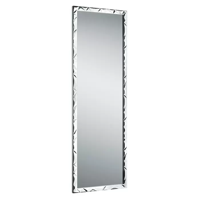 Rahmenspiegel Hanni - 50 x 150 cm, Silber, Kunststoff - Rechteckiger Standspiegel mit einem dekorativen, facettierten Glasrahmen.