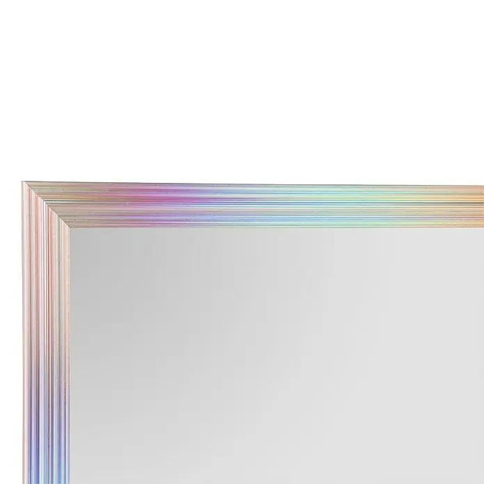 Türspiegel Ria - 30 x 120 cm, Bunt - Ein Detailaufnahme eines Spiegels mit einem schillernden, mehrfarbigen Rahmen, der dem Spiegel ein modernes Aussehen verleiht.