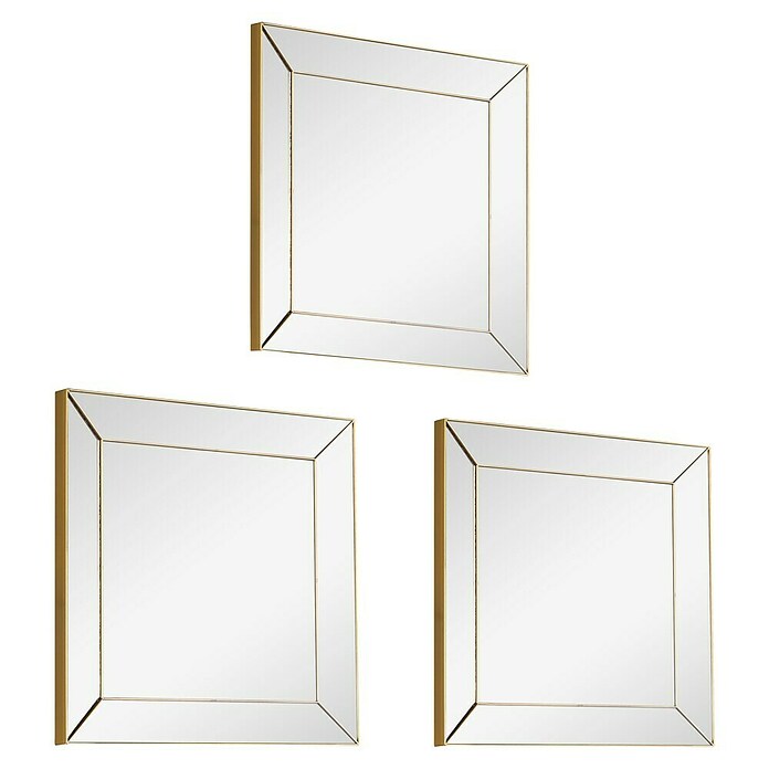 Wandspiegel Set Alexandra (3 -tlg., 30 x 30 cm, Gold, Quadratisch) | BAUHAUS