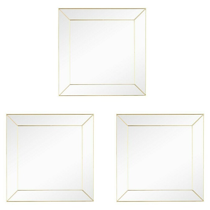 Wandspiegel Set Alexandra (3 -tlg., 30 x 30 cm, Gold, Quadratisch) | BAUHAUS