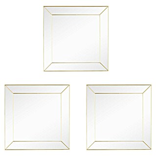 Wandspiegel Set Alexandra (3 -tlg., 30 x 30 cm, Gold, Quadratisch)