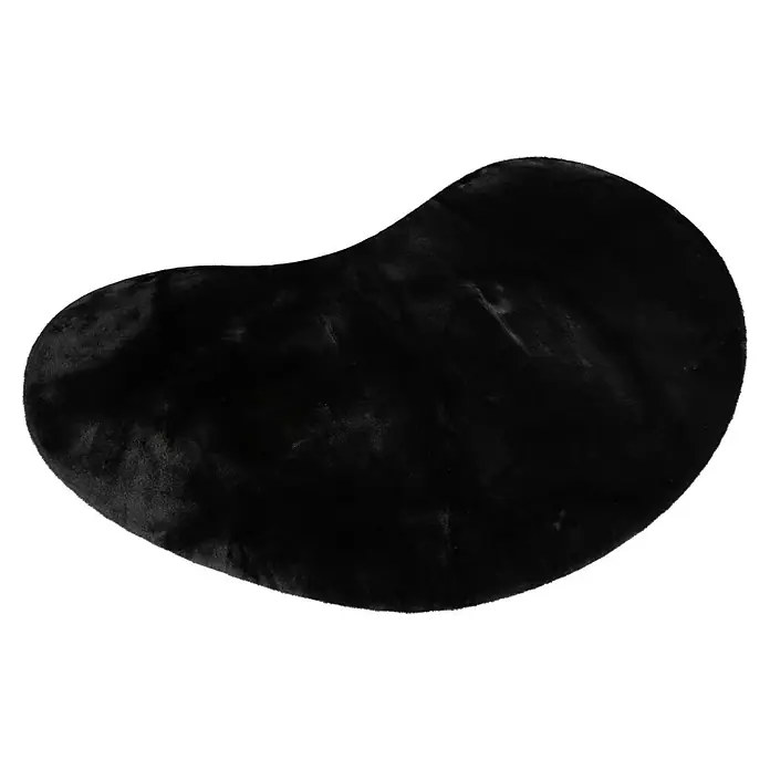 Fellteppich Happy - Schwarz, 230 x 160 cm, Oval, 100 % Polyester (Flor) - Schwarzer, nierenförmiger Teppich mit einer weichen, leicht glänzenden Textur, ideal für moderne Wohnräume.