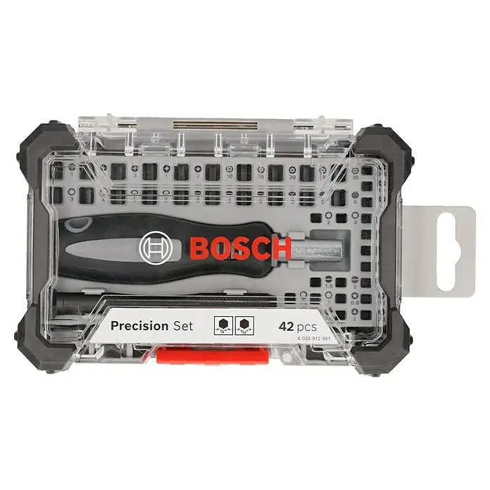 Bosch Bit-Set Precision - 42 -tlg. - Bosch Präzisions-Schraubendreher-Set mit 42 Teilen in transparenter Aufbewahrungsbox, ideal für filigrane Arbeiten.