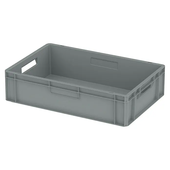 BAUHAUS Eurobox - L x B x H: 60 x 40 x 15 cm, 27 l, Grau - Graue Kunststoffbox mit Griffen zur einfachen Handhabung und Lagerung, ideal für verschiedenste Anwendungen im Haushalt oder Gewerbe.