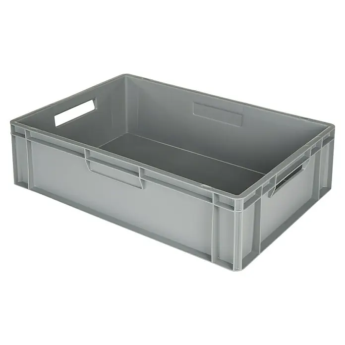 BAUHAUS Eurobox - L x B x H: 60 x 40 x 17 cm, 30 l, Grau - Abbildung einer grauen Kunststoffbox mit rechteckigen Griffen und robustem Design, ideal für Lagerung und Transport.