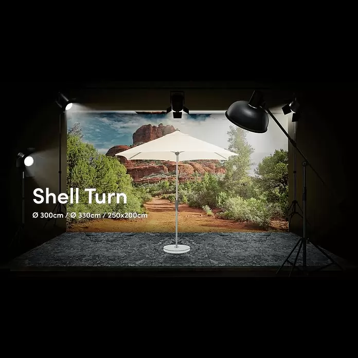 Suncomfort Marktschirm rund Shell Turn - Ecru, Durchmesser Bespannung: 330 cm - Produktvideo Suncomfort Shell Turn