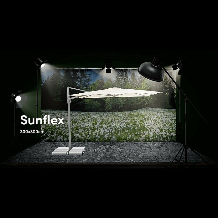 Suncomfort Ampelschirm Sunflex (Steingrau, Bespannungsmaß (L x B): 300 x 300 cm) | BAUHAUS