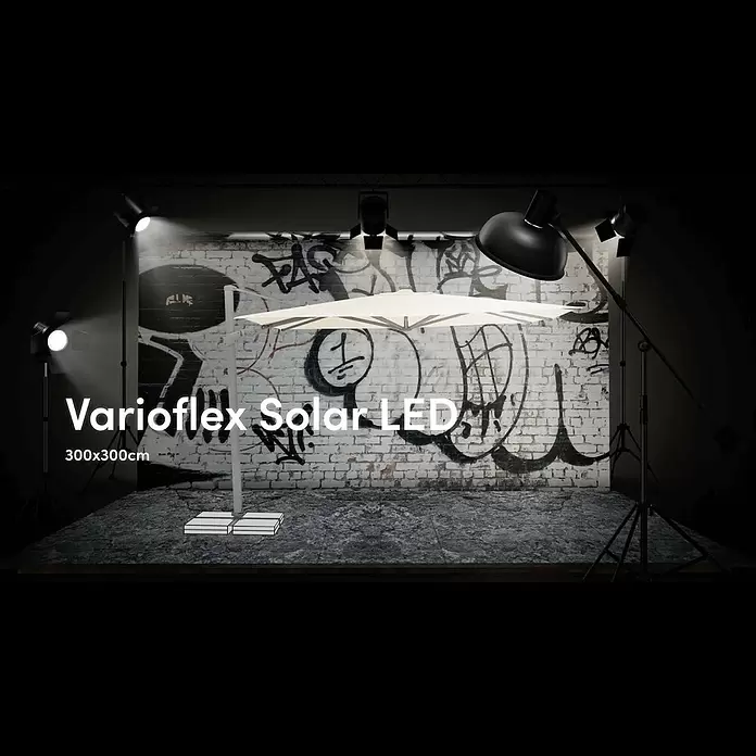 Suncomfort Ampelschirm Varioflex Solar - Ecru, Bespannungsmaß (L x B): 300 x 300 cm - Produktvideo Suncomfort Varioflex Solar LED