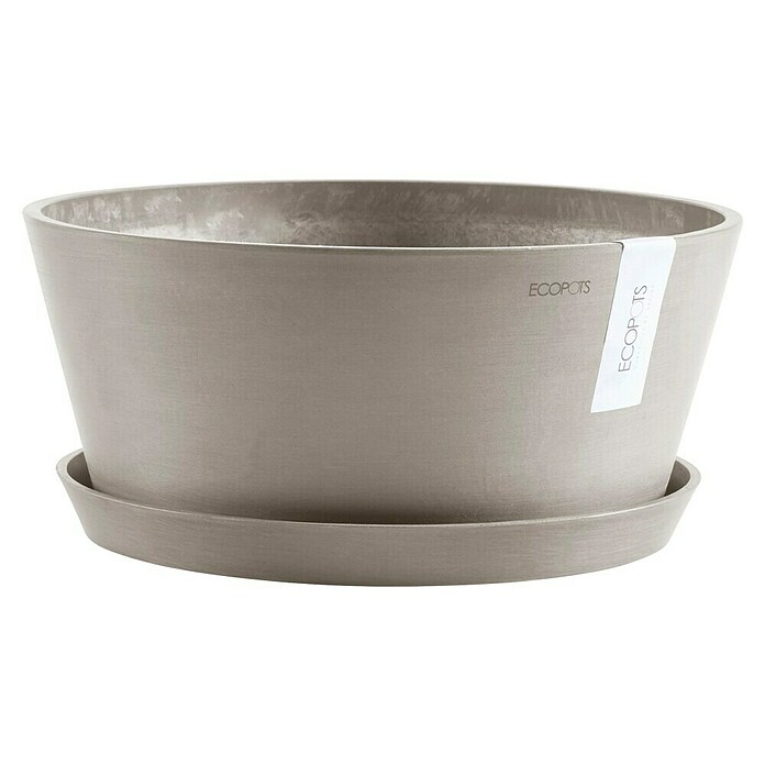 Ecopots Pflanzschale rund Frankfurt (Außenmaß (Ø x H): 41 x 17,8 cm, Kunststoff, Taupe) | BAUHAUS