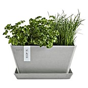 Ecopots Berlin Pflanzschale eckig (Außenmaß (L x B x H): 31 x 31 x 15,5 cm, Kunststoff, Weiß Grau) | BAUHAUS