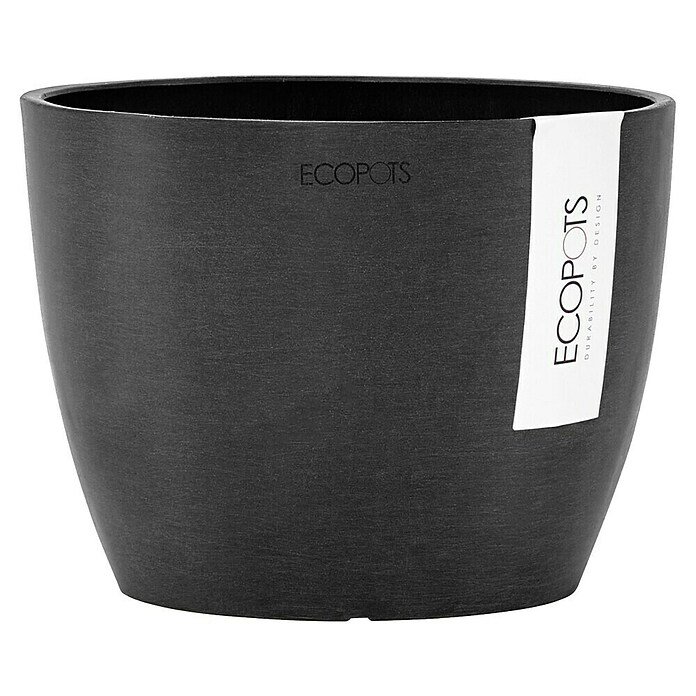 Ecopots Pflanztopf Stockholm (Außenmaß (Ø x H): 16 x 12,5 cm, Kunststoff, Dunkelgrau) | BAUHAUS