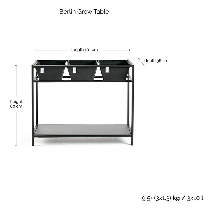 Ecopots Berlin Kräuterhochbeet (L x B x H: 101 x 36 x 80 cm, Dunkelgrau) | BAUHAUS