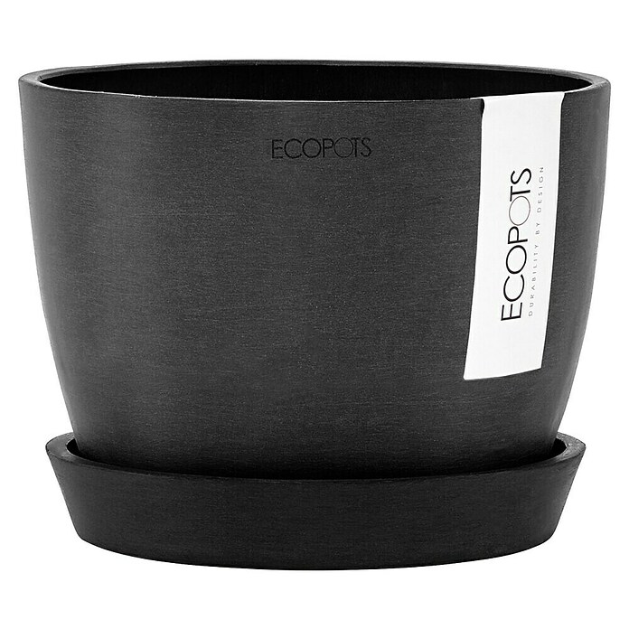 Ecopots Pflanztopf Stockholm (Außenmaß (Ø x H): 16 x 12,5 cm, Kunststoff, Dunkelgrau) | BAUHAUS