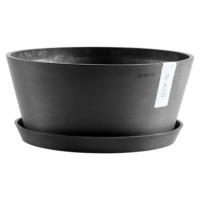 Ecopots Pflanzschale rund Frankfurt (Außenmaß (Ø x H): 50 x 25,7 cm, Kunststoff, Dunkelgrau) | BAUHAUS