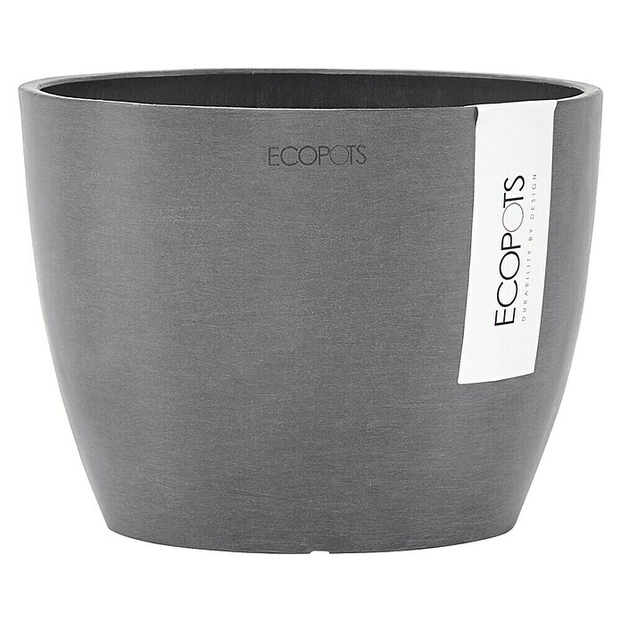 Ecopots Pflanztopf Stockholm (Außenmaß (Ø x H): 16 x 12,5 cm, Kunststoff, Grau) | BAUHAUS