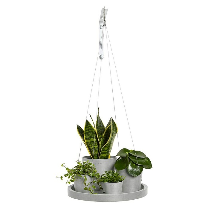 Ecopots Blumenampel (Außenmaß (Ø x H): 36 x 3 cm, Kunststoff, Weiß Grau) | BAUHAUS